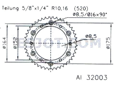 Rear sprockets esjot 32003 44t - esjot,