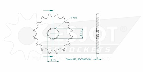 Front sprockets esjot 32006 - sprockets,